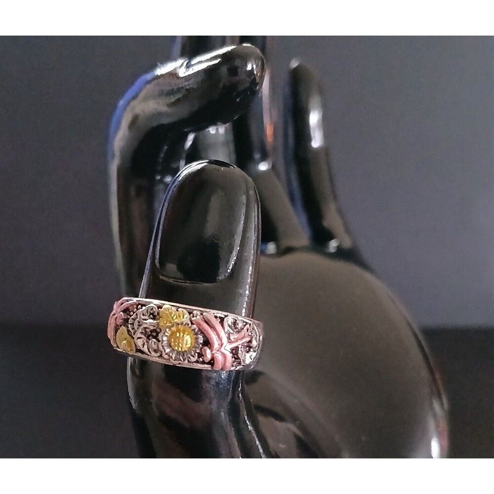 Carved Dragonfly Ring Sunflower Floral Metal Ring Colorful Fashion Jewelry Gift